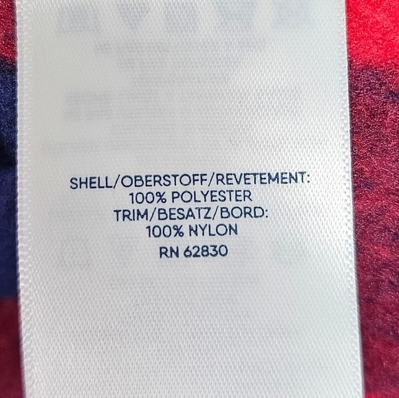 Lands End Heritage Fleece Snap Neck Pullover Red Navy Buffalo Checkers LARGE - Picture 6 of 7